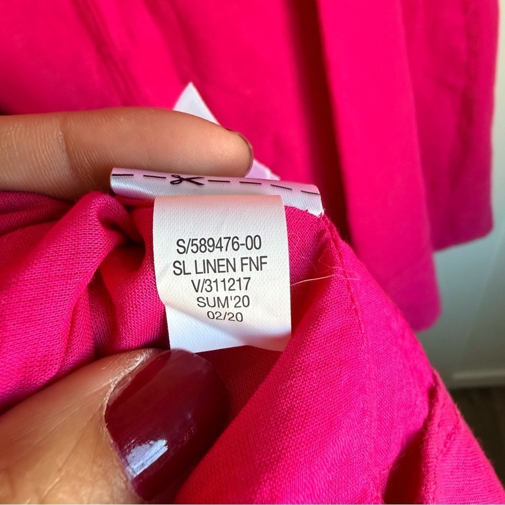 Banana Republic Vibrant Pink Linen Blend Midi Dress | 6P - Picture 6 of 8